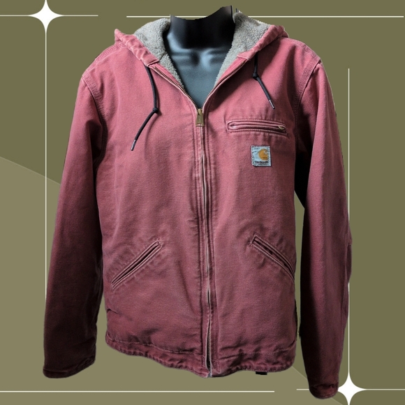 ✨ Carhartt Duck Canvas Sherpa Lined Jacket In Rose Size Small - Picture 1 of 8